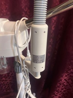Sale Photo Thumbnail #1197: . Material: ABS, PC, Metal
Color: White
Voltage: 110V
Power: 750W
Plug Type: US Standard
Water Reservoir Capacity: 600ML
Max Height Ajustable: 47 inch
Leg Diameter: 22.8 inch
Weight: 3.8KG
Power Cable Length: 135CM