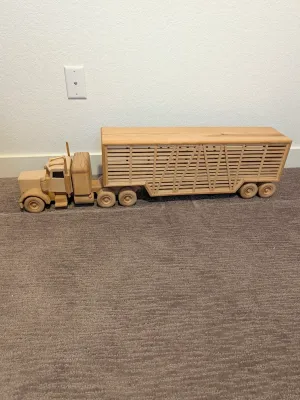 large wooden truck with trailer 