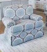 BAKER HIGH END BLUE & GREEN MEDALLION TAPESTRY DOWN FILLED ROLLED ARMCHAIR