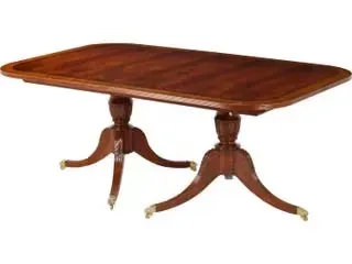 MAITLAND SMITH MAHOGANY BANDED RACETRACK QUEEN ANNE DESIGN TABLE WITH LEAVES AND FULL PAD