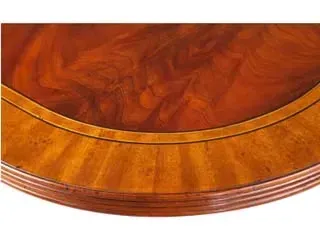 MAITLAND SMITH MAHOGANY BANDED RACETRACK QUEEN ANNE DESIGN TABLE WITH LEAVES AND FULL PAD