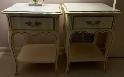 Pair of Vintage Cream French Provincial Nightstands