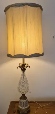 Antique Brass And Glass Pinnaple Lamp