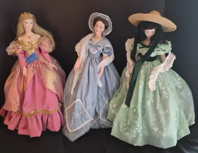 Collection of 3 Porcelain Victorian Style Lady Dolls