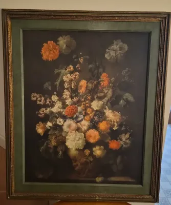 “Flowers Still Life” Framed Floral Artwork | Gold Leaf Wood Frame by Tamm
