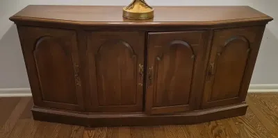 Traditional Bow Front Wood Sideboard / Credenza with Four Doors