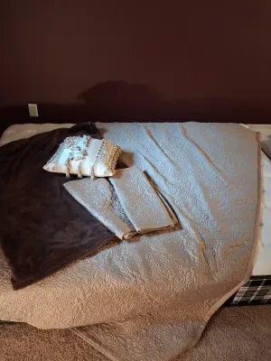 ROYAL VELVET TAN QUEEN SIZE COMFORTER W/ PLUSH BROWN THROW