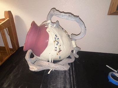 UNIQUE SOUTHWEST STYLE LEATHER WRAPPED CLAY POT