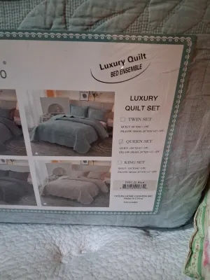 NEW QUEEN SIZE MARCIELO COMFORTER, 2 FEATHER PILLOWS