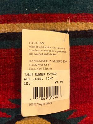 HAND CRAFTED IN MEXICO 100% VIRGIN WOOL TABLE RUNNER