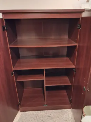 WOODEN STORAGE CABINET WITH ADJUSTABLE SHELVES
