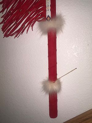 NATIVE AMERICAN DANCE STICK AND STATUE