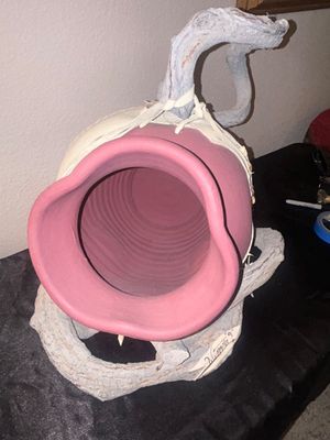 UNIQUE SOUTHWEST STYLE LEATHER WRAPPED CLAY POT