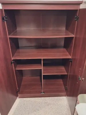 WOODEN STORAGE CABINET WITH ADJUSTABLE SHELVES