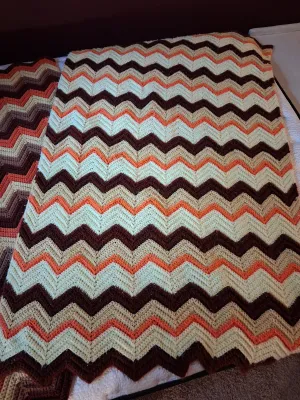 TWO CROCHET THROW BLANKETS, BERKSHIRE VELVETSOFT THROW