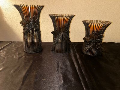 3 LOVELY METAL CANDLE HOLDERS