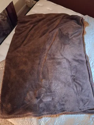 ROYAL VELVET TAN QUEEN SIZE COMFORTER W/ PLUSH BROWN THROW