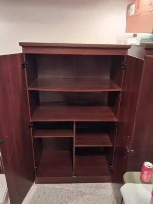 WOODEN STORAGE CABINET WITH ADJUSTABLE SHELVES