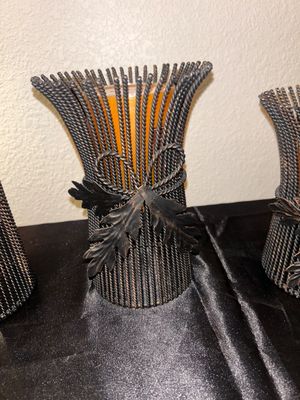 3 LOVELY METAL CANDLE HOLDERS