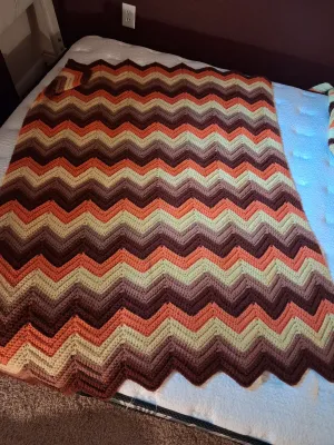 TWO CROCHET THROW BLANKETS, BERKSHIRE VELVETSOFT THROW
