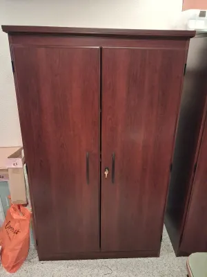 WOODEN STORAGE CABINET WITH ADJUSTABLE SHELVES