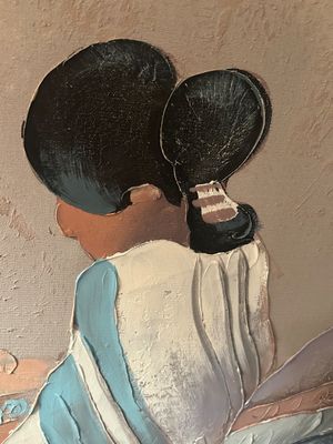 1992 LARGE CANVAS PAINTING “THREE WOMEN” BY E. LEE