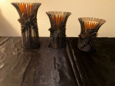 3 LOVELY METAL CANDLE HOLDERS