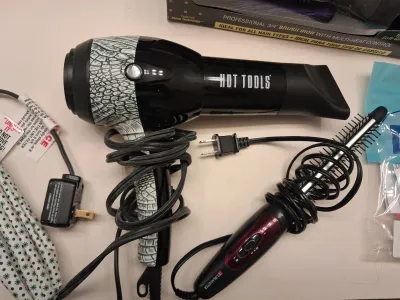 HOT TOOLS BLOW DRYER, 3/4" CURLING IRON, HAIR CARE, MAKE UP CASE, ICE BAG