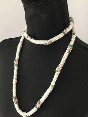 Vintage pearl rope, long necklace