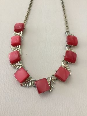 Vintage, maybe Coro , red cherry thermal set adjustable collar, statement necklace