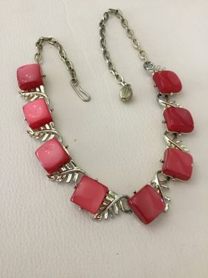 Vintage, maybe Coro , red cherry thermal set adjustable collar, statement necklace
