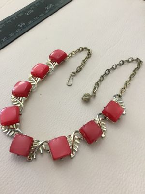 Vintage, maybe Coro , red cherry thermal set adjustable collar, statement necklace