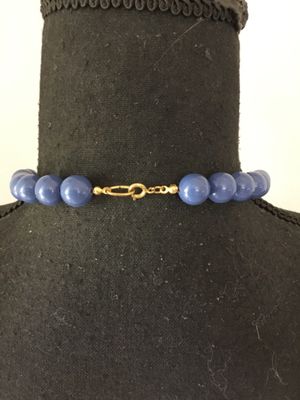 Beautiful, vintage, blue and satin, gold, toned, accent, necklace, and matching earrings