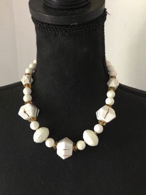 Beautiful vintage Japan chunky white gold, accented statement, necklace