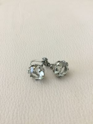 Vintage, silver toned, crystal rhinestone open back screw back earrings