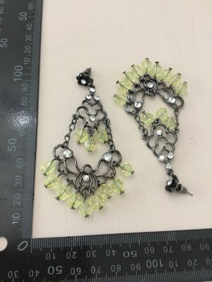 Gorgeous, gunmetal, gray, yellow, rhinestone, rhinestone statement earrings