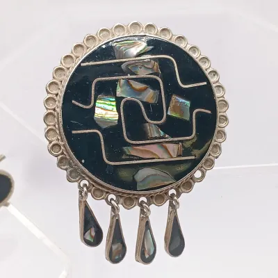 LOT 110: Lucite Jelly Belly Bee Pin, Alpaca Silver Pins and Earrings & More