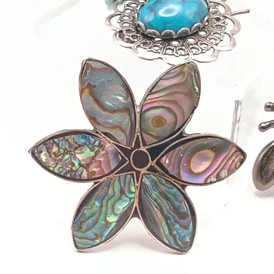 LOT 110: Lucite Jelly Belly Bee Pin, Alpaca Silver Pins and Earrings & More