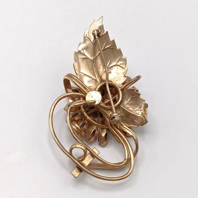 LOT 114: Pearl 1/20 12K GF and Pink Rhinestone Flower Brooch, Vintage Sweater Clips & More