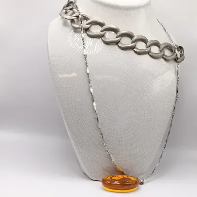 LOT 111: Faux Amber-Incased Scorpion Pendant on a Sarah Coventry Chain, Sarah Coventry Hematite Necklace & More
