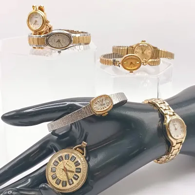 LOT 115: Vintage Watch Collection- Sakata Pocket Watch, Elgin, Timex & Pulsar