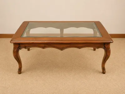 SQUARE COFFEE TABLE WITH GLASS TOP
