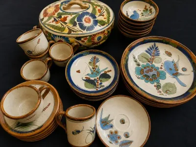 MEXICAN STONEWARE AND REDWARE CASSEROLE DISH