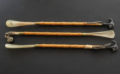 TRIO OF VINTAGE FAUX BAMBOO SHOE HORNS