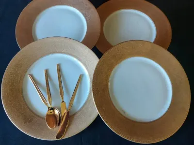 GOLD-ENCRUSTED AND GOLD-PLATED KITCHEN ITEMS