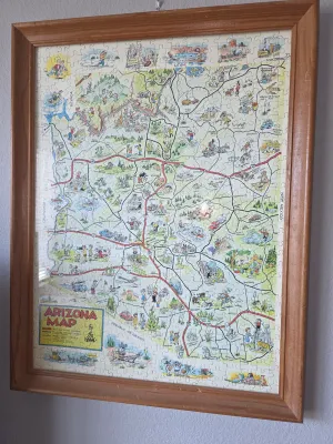 Framed Arizona puzzle map