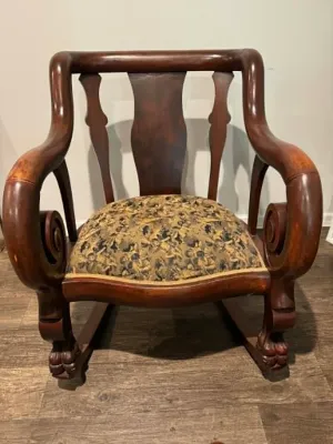 Sale Photo Thumbnail #10: Empire-style carved mahogany rocking chair