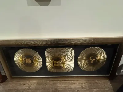 Sale Photo Thumbnail #44: Large Framed Modern Metal Wall Sculpture approx 31 inches x 80 inches