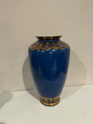 Sale Photo Thumbnail #43: Cobalt Blue Decorative Porcelain Vase with Gold Floral Accents