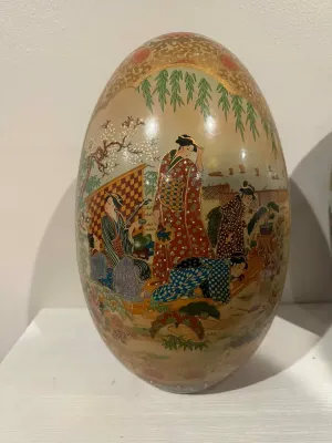 Sale Photo Thumbnail #47: Large Hand Painted Satsuma Style Porcelain Vase approx 19 inches